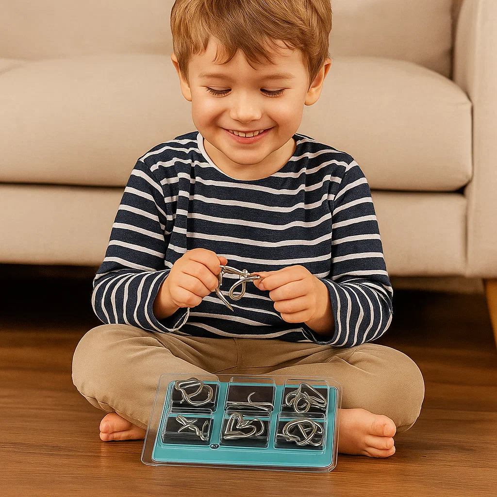 Metalowe Łamigłówki Logiczne - Zestaw Pierścieni i Zagadek