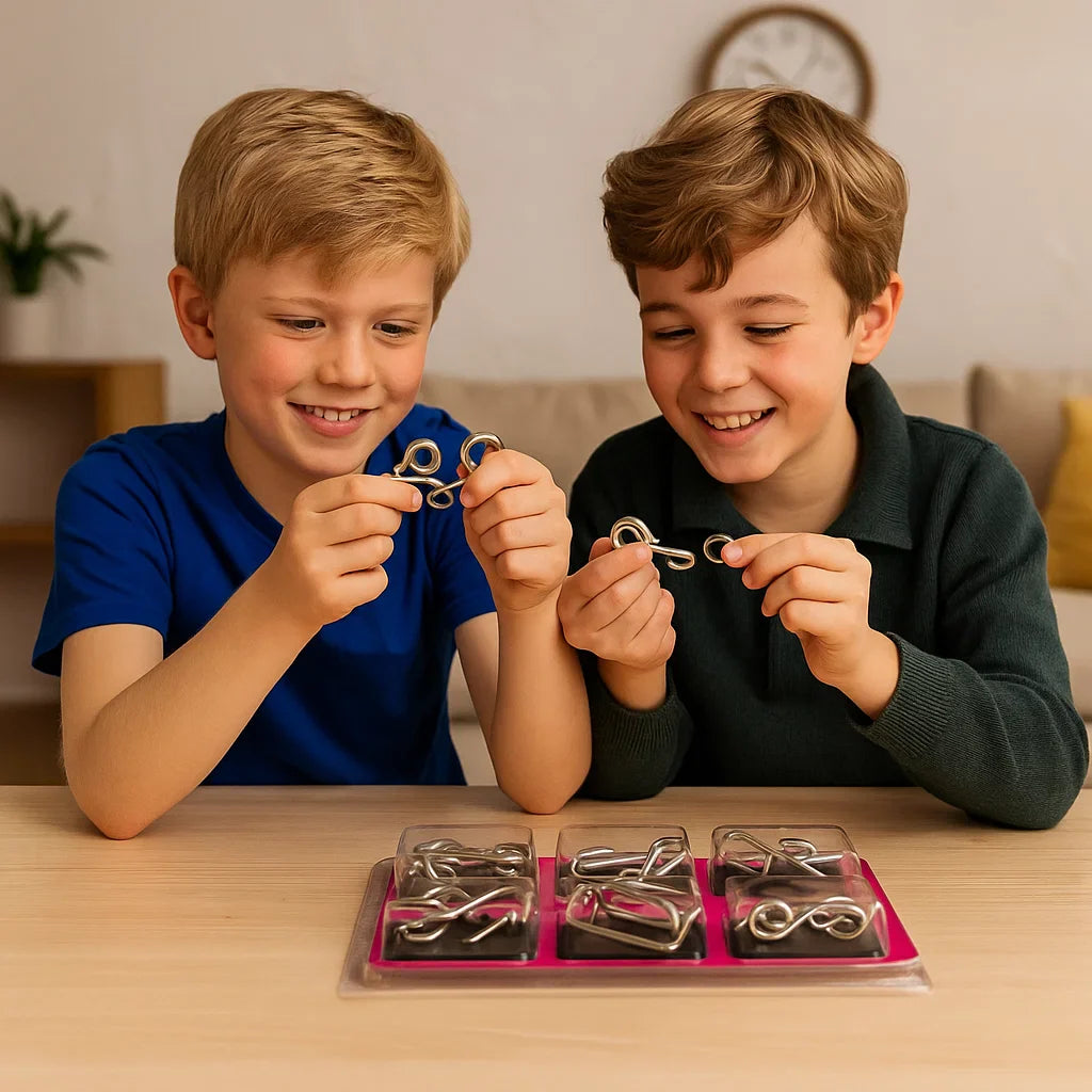 Metalowe Łamigłówki Logiczne - Zestaw Pierścieni i Zagadek