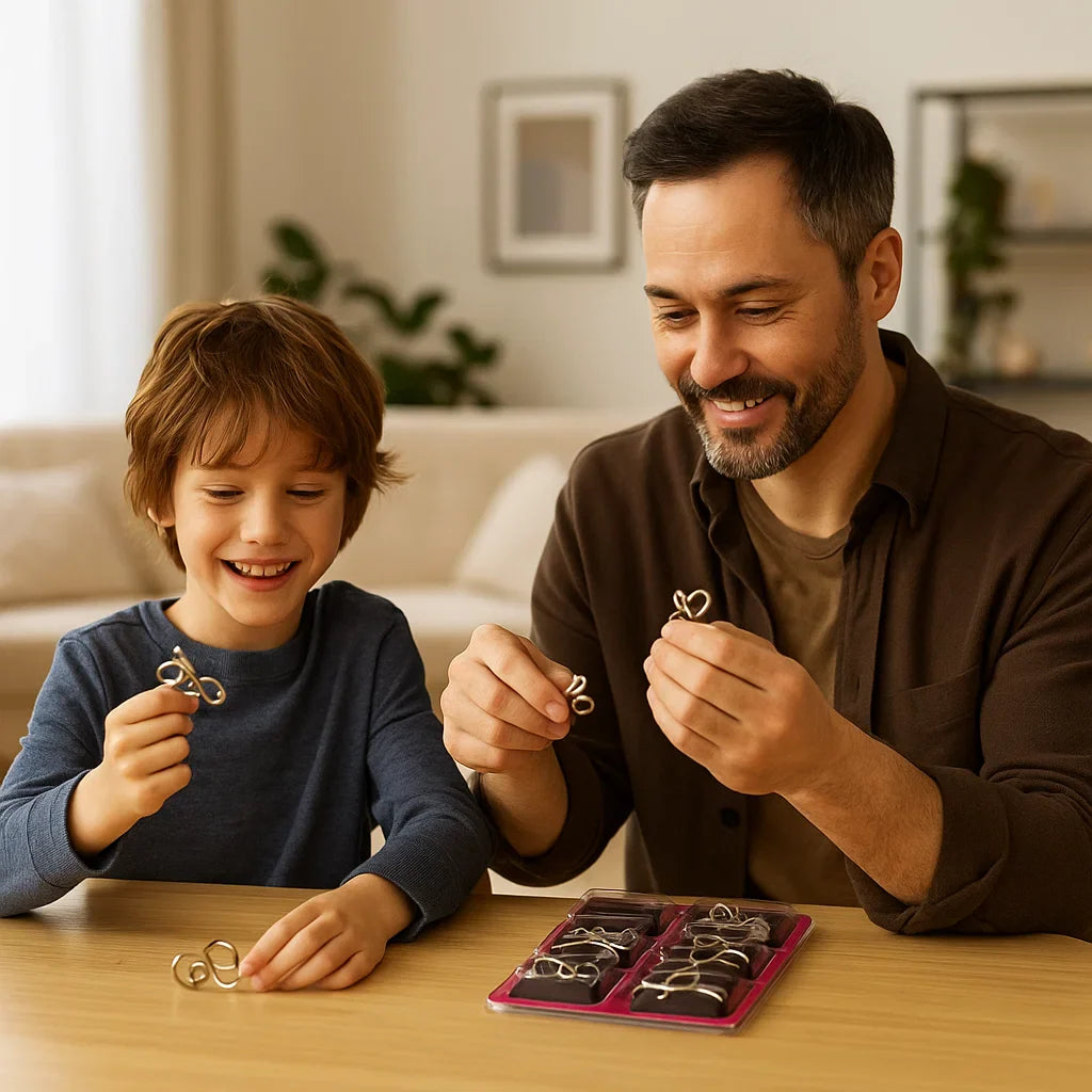 Metalowe Łamigłówki Logiczne - Zestaw Pierścieni i Zagadek