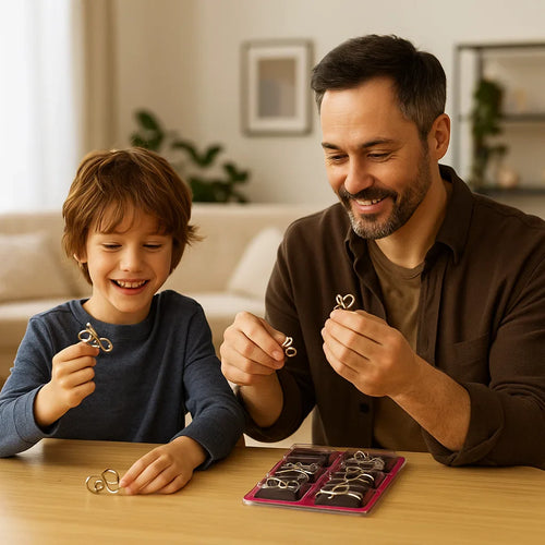 Metalowe Łamigłówki Logiczne - Zestaw Pierścieni i Zagadek